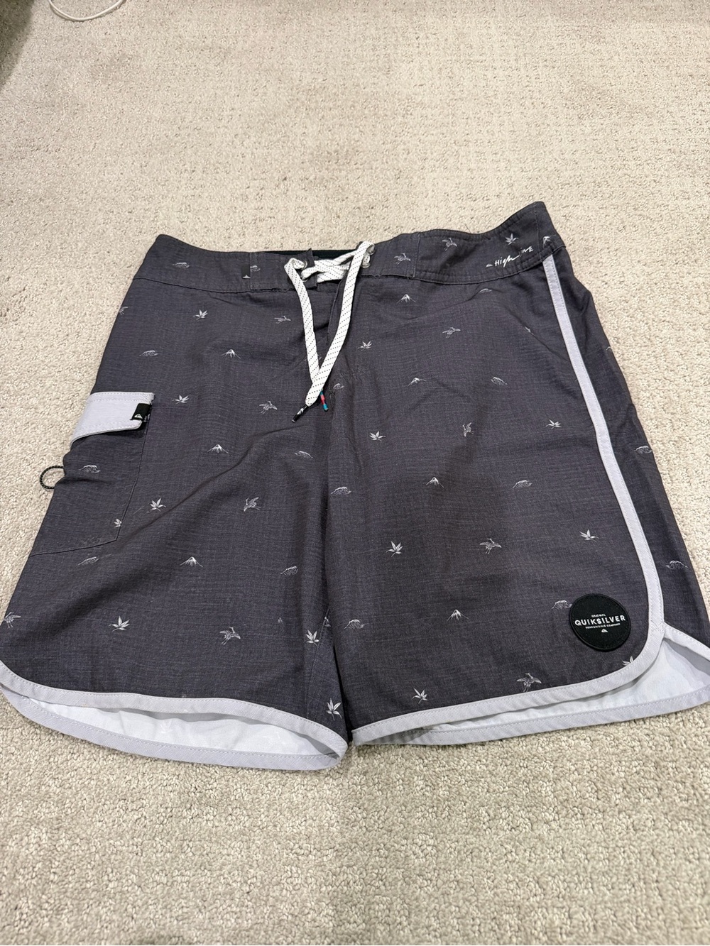 Quiksilver Men's Charcoal Gray Printed Board Shorts